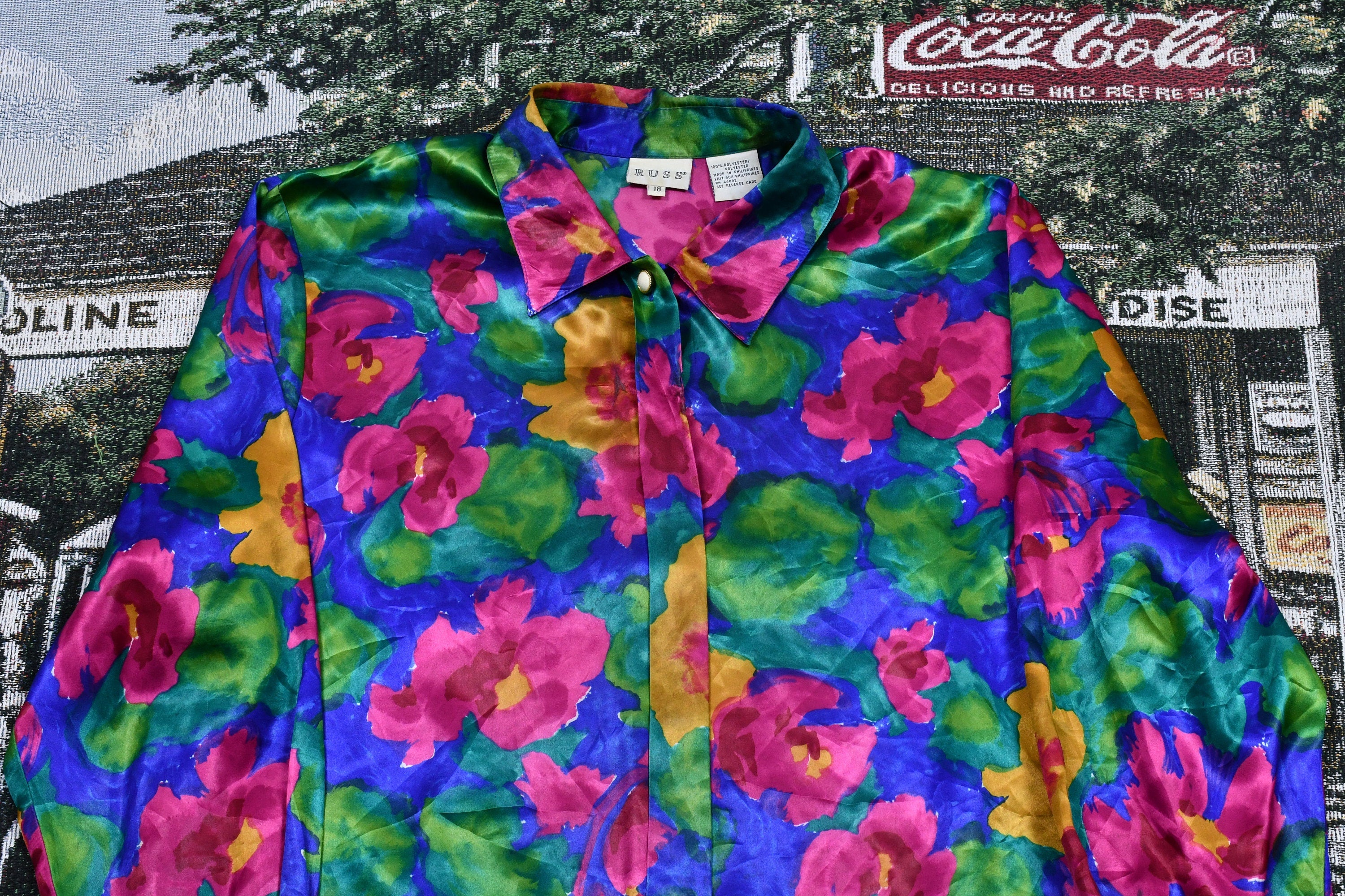 Vintage 1990s Russ All Over Print Button Up Shirt