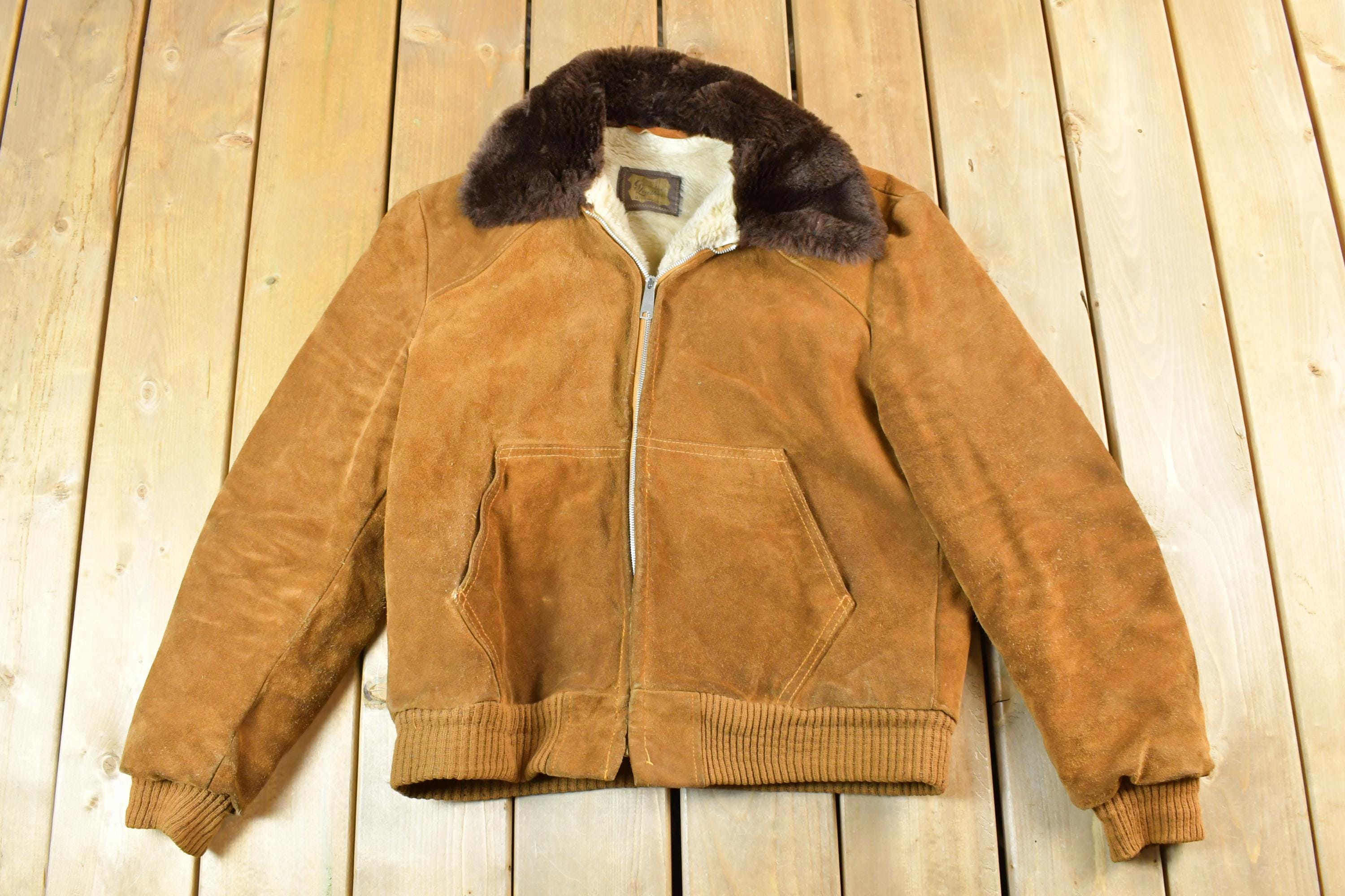 Vintage 1980s Lined Suede Genuine Leather Jacket Made In USA