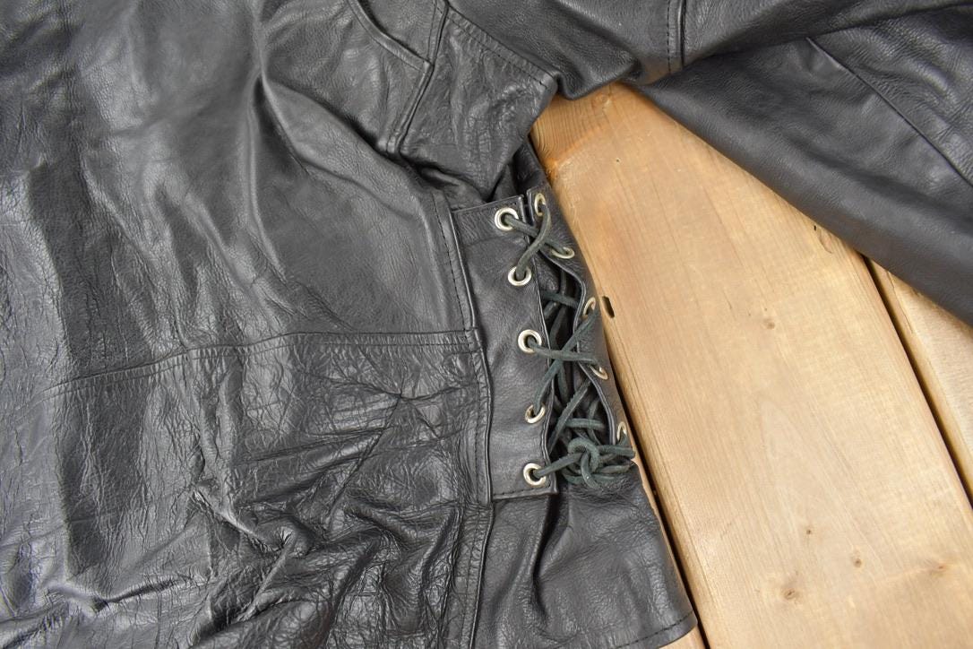 Vintage 1990s Genuine Leather Heavy Weight Biker Jacket Size 48