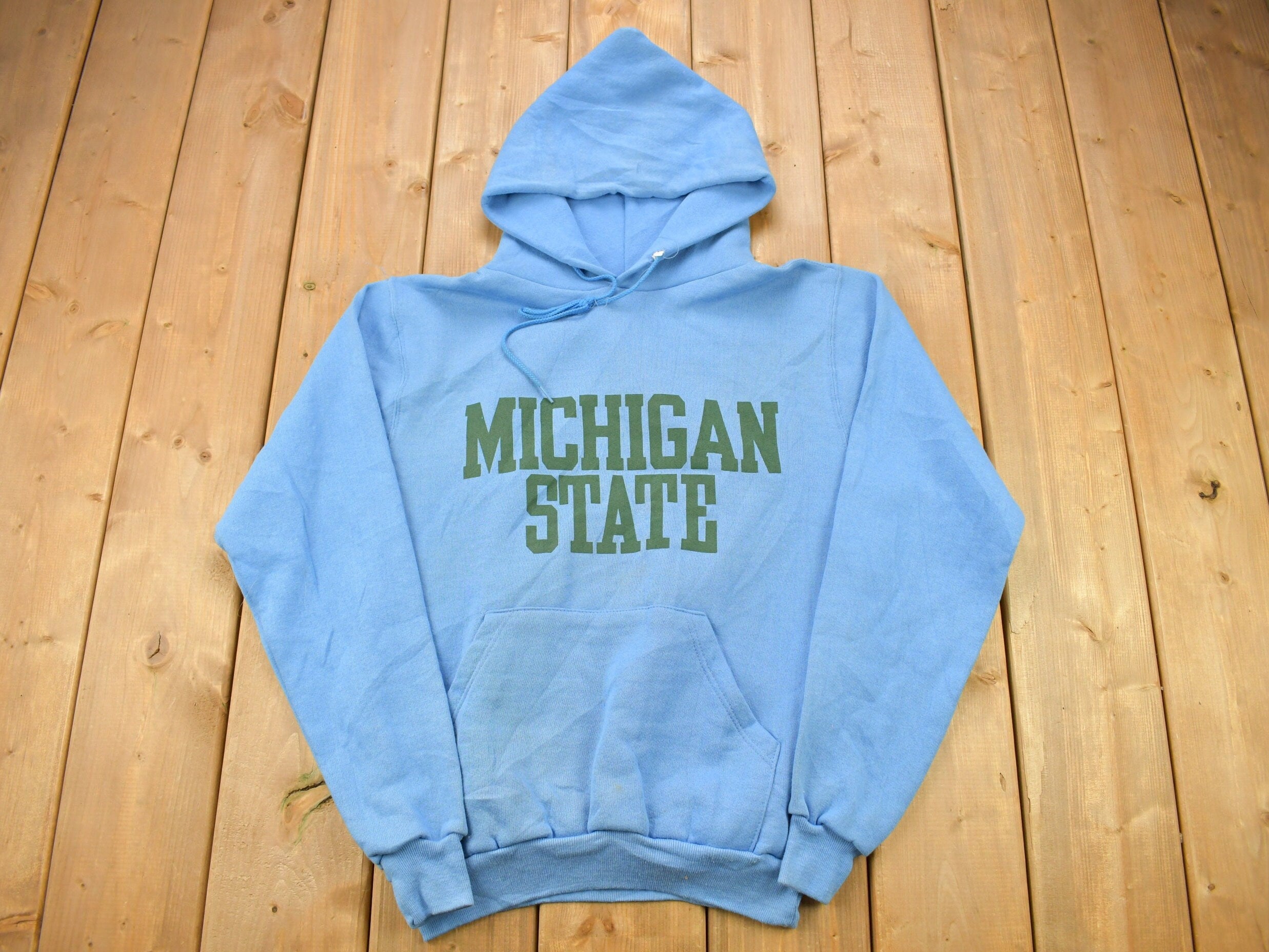 Vintage 1980s Michigan State University Collegiate Hoodie  NCAA Sweatshirt  Sportswear  Americana  Michigan State Spartans