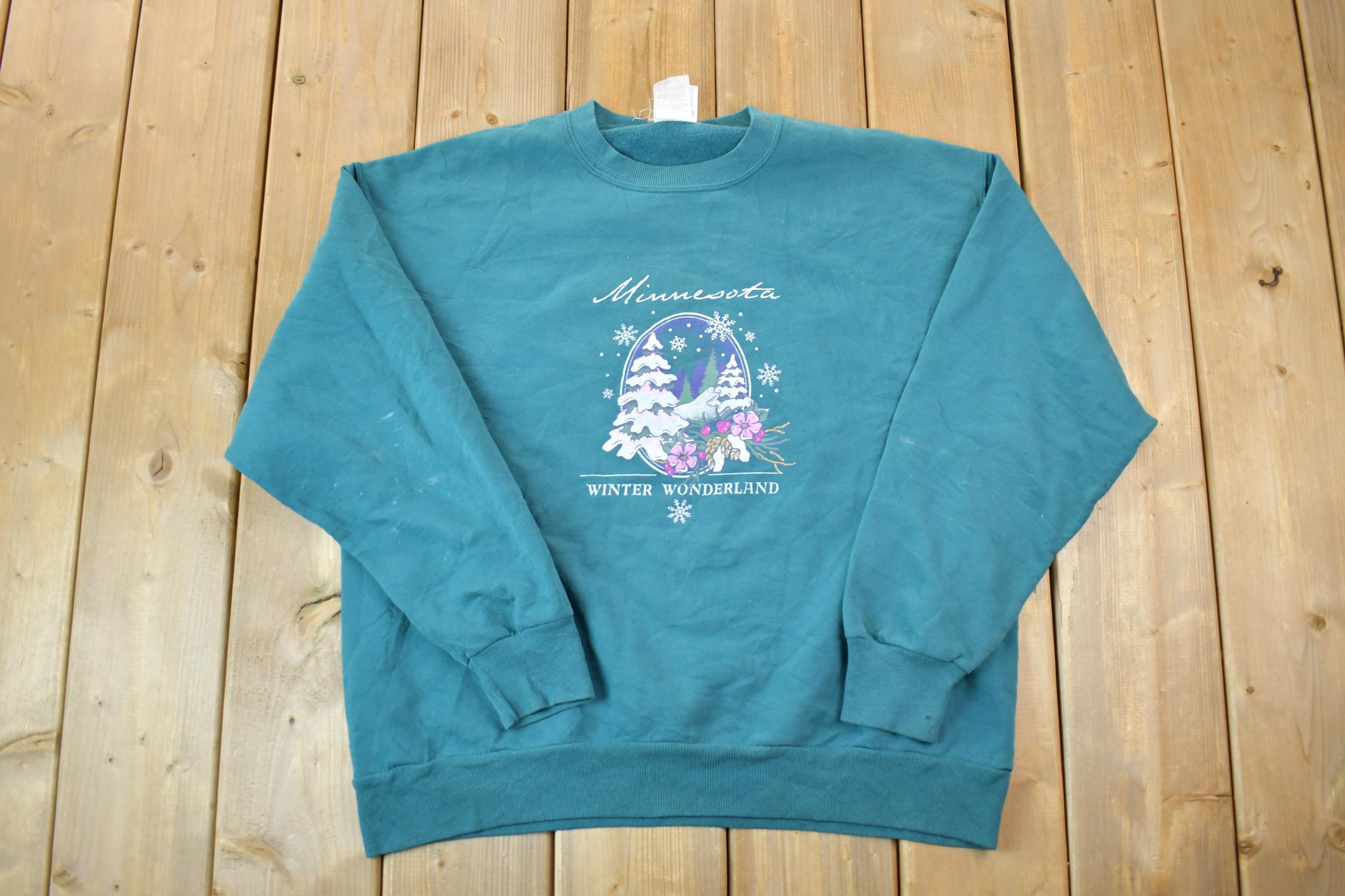 Vintage 1990s Minnesota Winter Wonderland Crewneck Sweatshirt / 90s Crewneck / Souvenir Sweater / Streetwear / Travel And Vacation