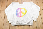 Vintage 1990s Peace Sign Graphic Crewneck Sweatshirt / 90s Crewneck / Souvenir / Athleisure / Streetwear / Travel And Tourism