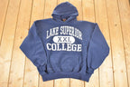 Vintage 1990s Lake Superior College University Hoodie Sweater Men's L