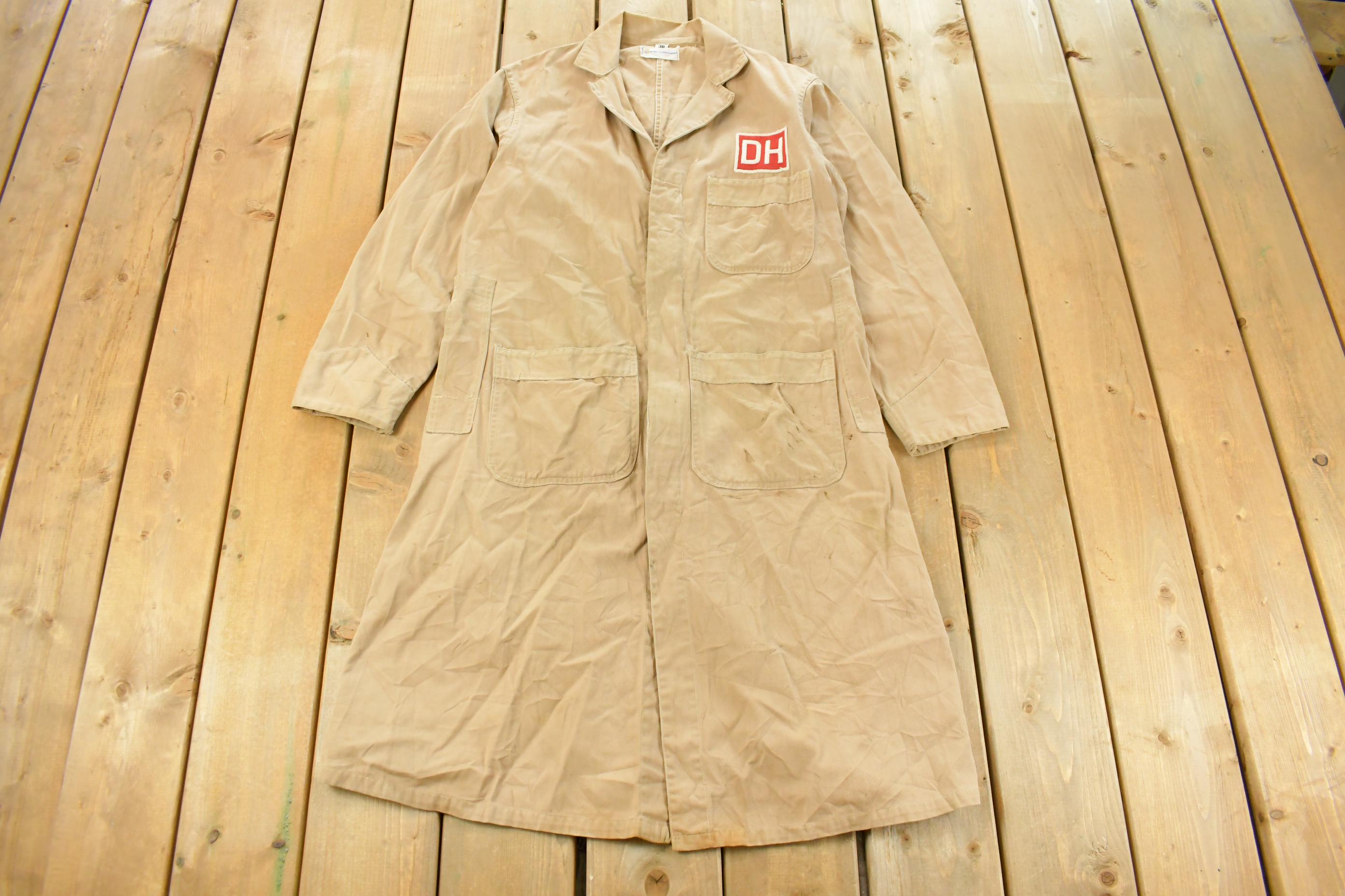 Vintage 1950s De Havilland Aircraft Aviation Shop Coat Light Jacket Men's Small