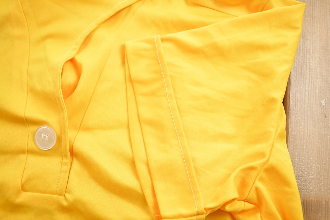 Vintage 1980s Blank Yellow Lane Bryant Button Up Collar T Shirt