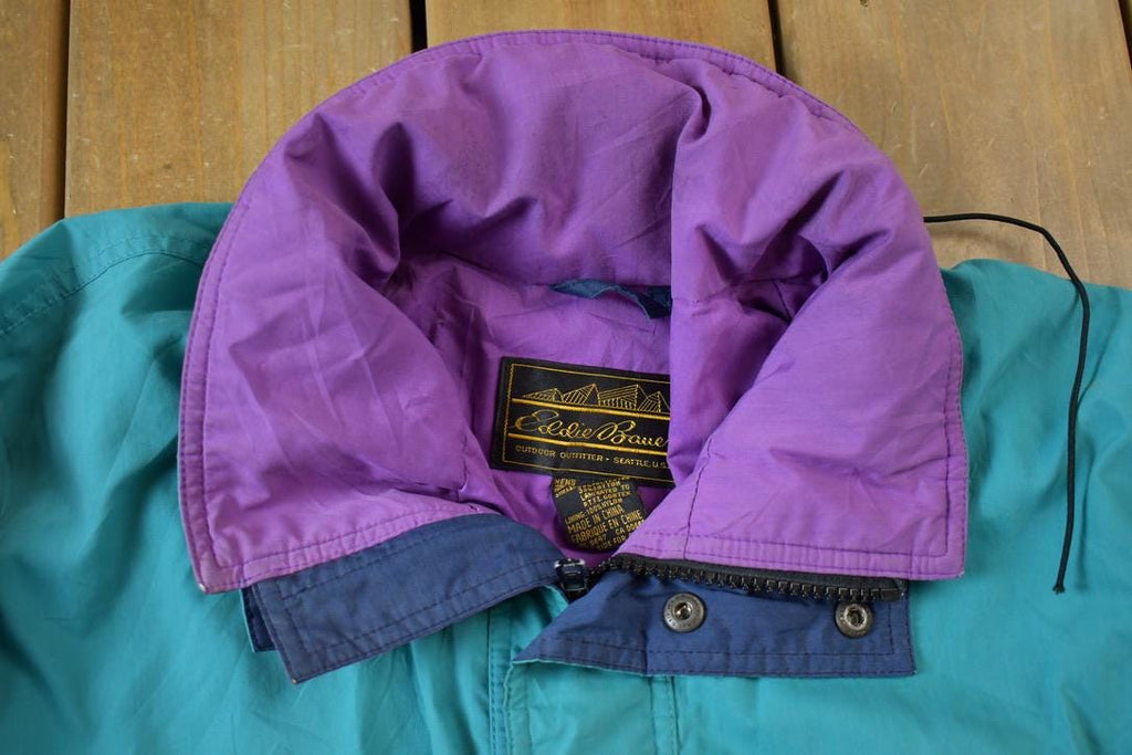 Vintage 1990s Eddie Bauer Windbreaker Retractable Hood Light Jacket - Medium