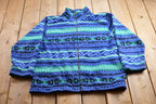 Vintage 1990s Alfred Dunner Abstract Patterned Zip Up Fleece Sweater