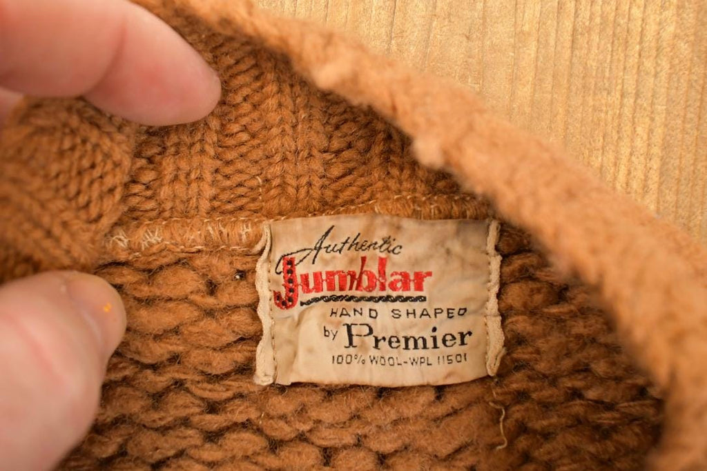 Vintage 1960s Jumblar Hand Shaped Wool Knit Cardigan Sweater Men's S