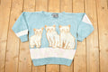 Vintage 1990s Triple Kitty Berek Hand Knit Crewneck Sweater Women's L