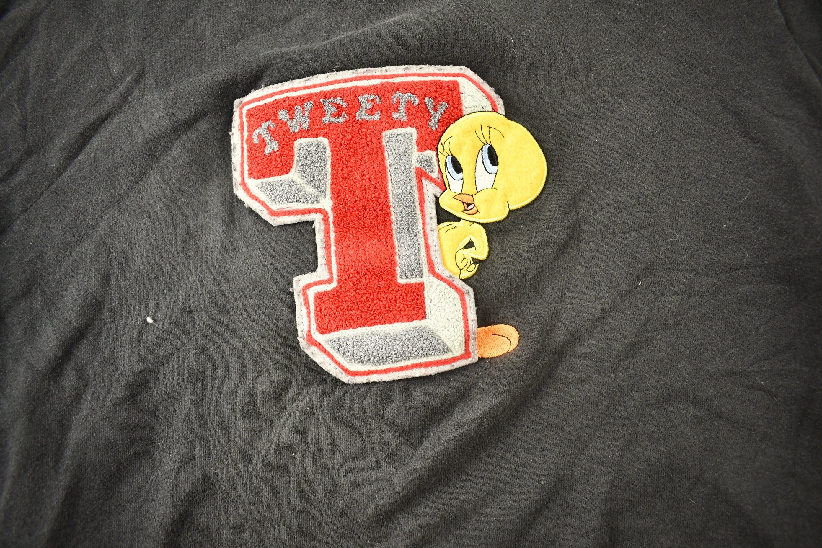 Vintage 1990s Tweety Bird Looney Tunes Embroidered Zip Up Hoodie
