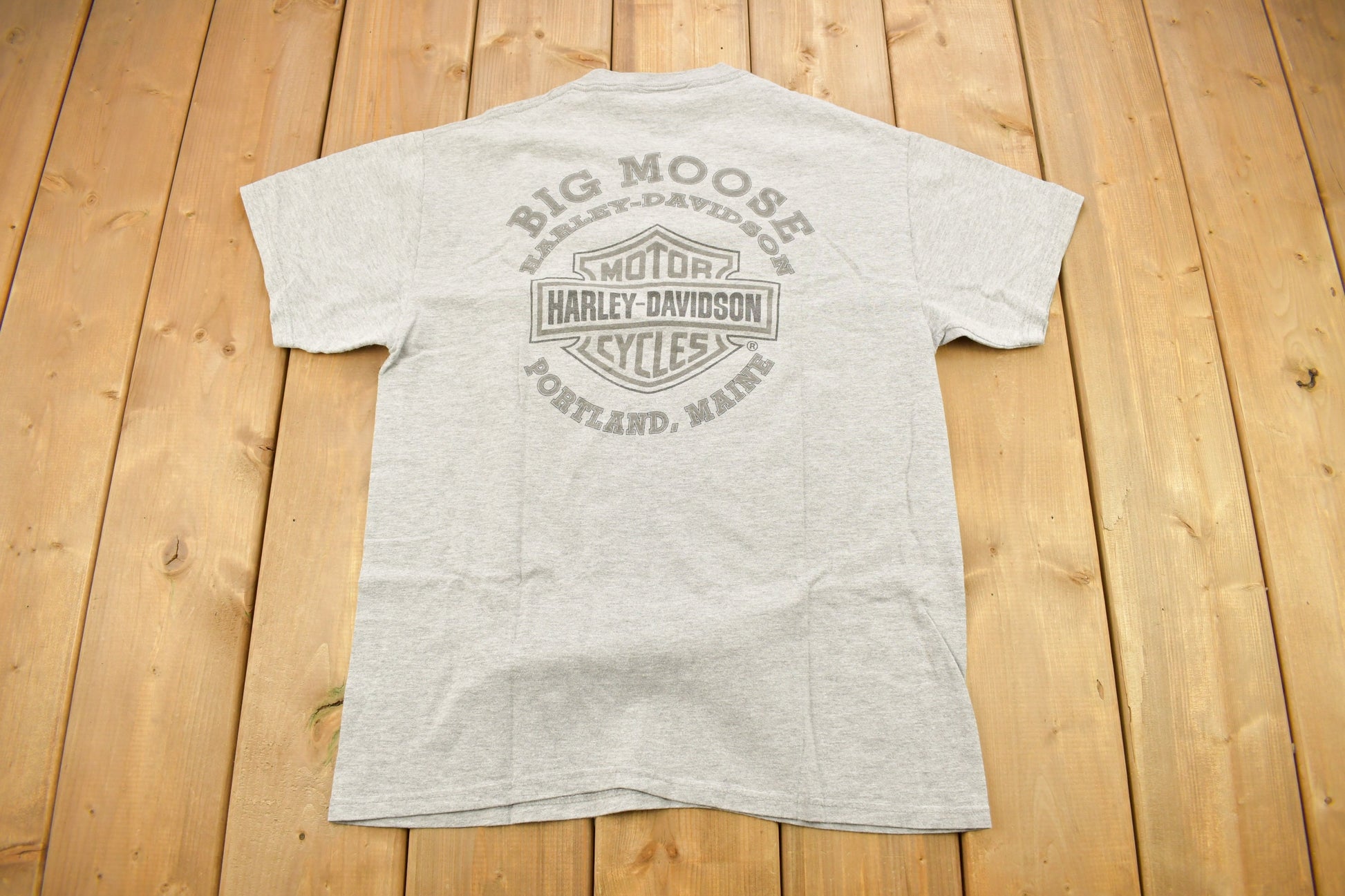 Vintage 1990s Big Moose Harley Davidson Portland Maine T-Shirt / Made In USA / Biker Tee / Souvenir T Shirt / Pocket Tee