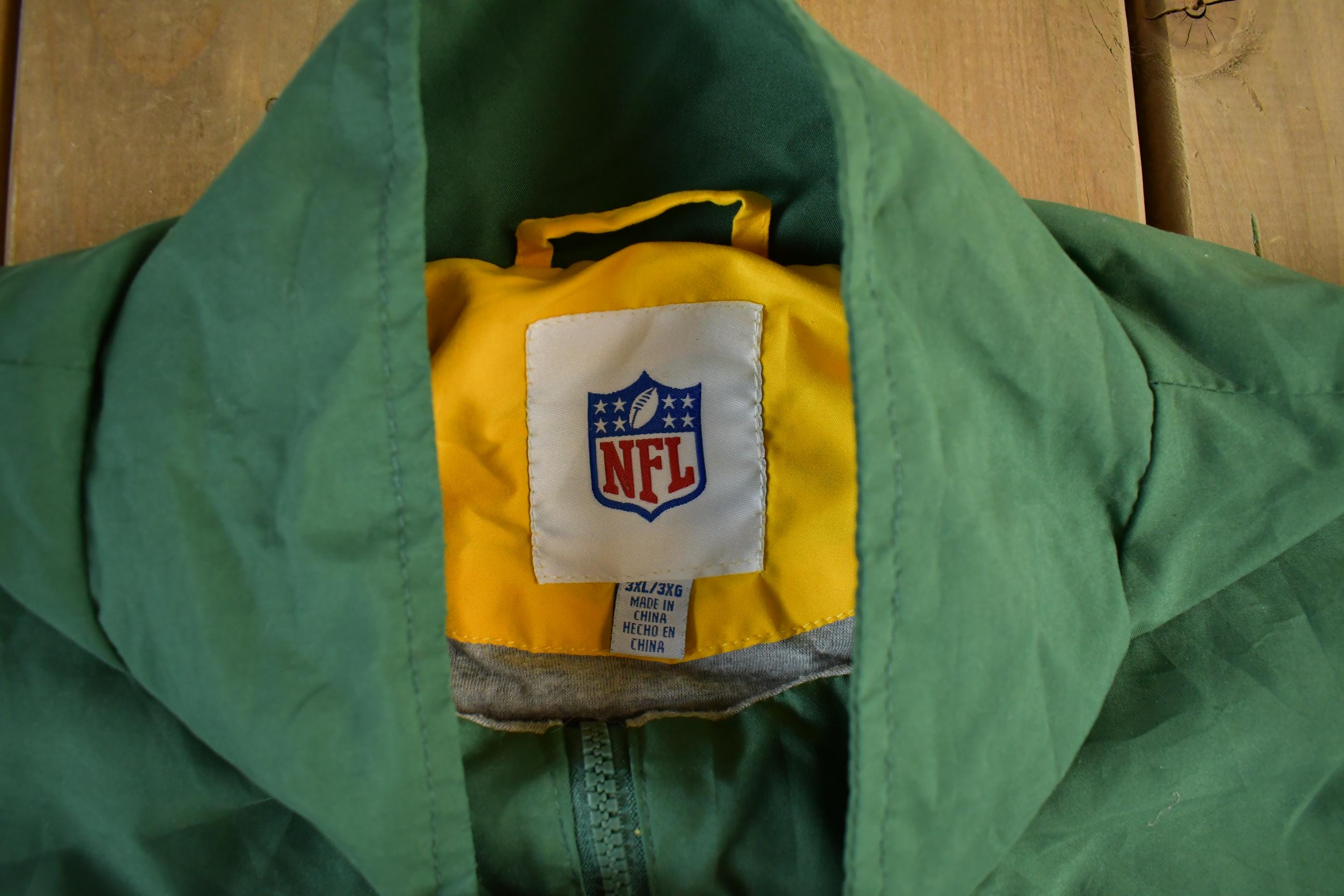 Vintage 2000s Green Bay Packers NFL Quarter Zip Pullover Windbreaker Jacket Men's 3XL