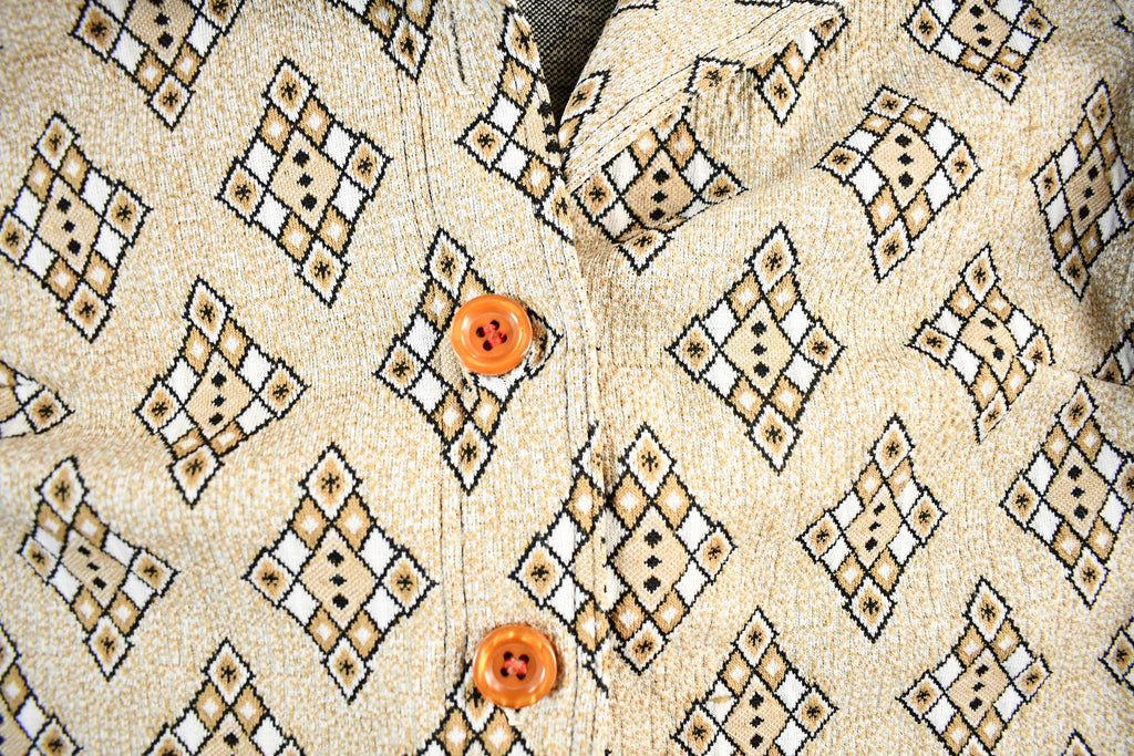 Vintage 1970's Argyle Pattern Button Up Shirt Women's Medium