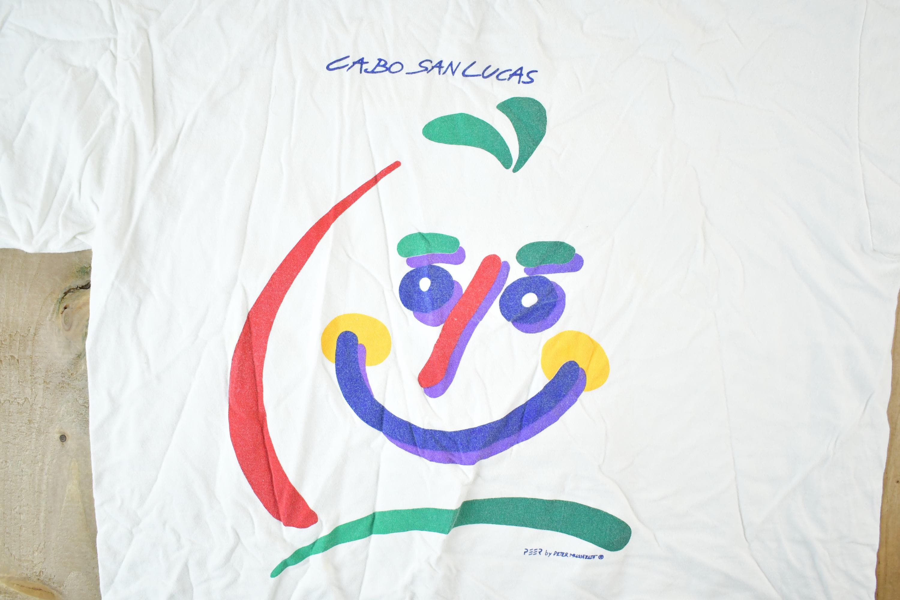 Vintage 1990s Cabo San Lucas Smiley Face Souvenir T-Shirt Mens L