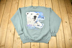 Vintage 1990s Wild Artic At Sea World Polar Bear Crewneck Sweatshirt