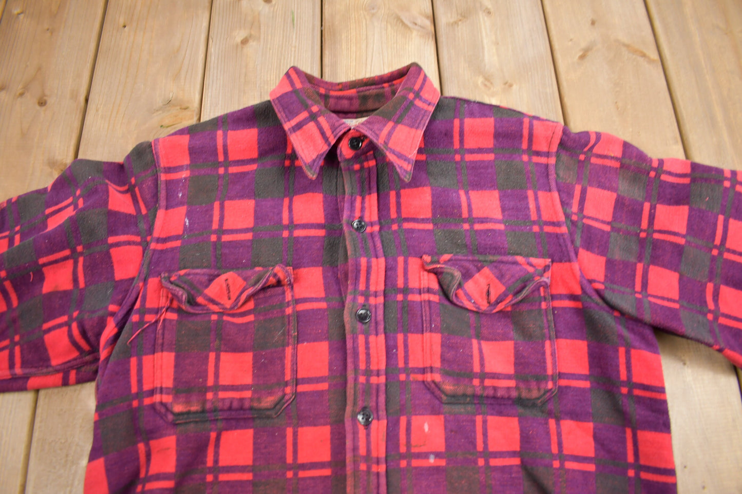 Vintage 1960s Champion Button Up Plaid Flannel Trucker Shirt / Vintage Champion / True Vintage / Canadian Vintage / Vintage Champion