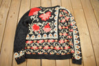 Vintage 1990s Needleworks Knit Patchwork Crewneck Sweater / Vintage 90s Crewneck / All Over Pattern Sweater / Hand Knit