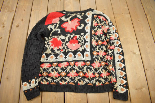 Vintage 1990s Needleworks Knit Patchwork Crewneck Sweater