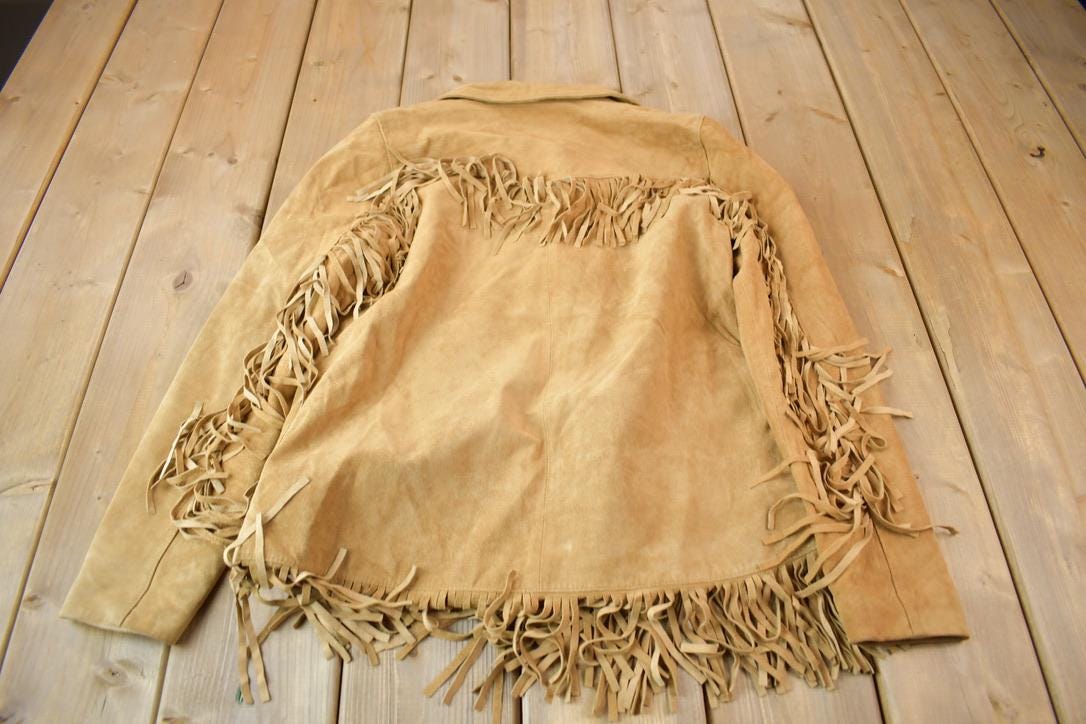 Vintage 1990s Brown Suede Fringe Jacket
