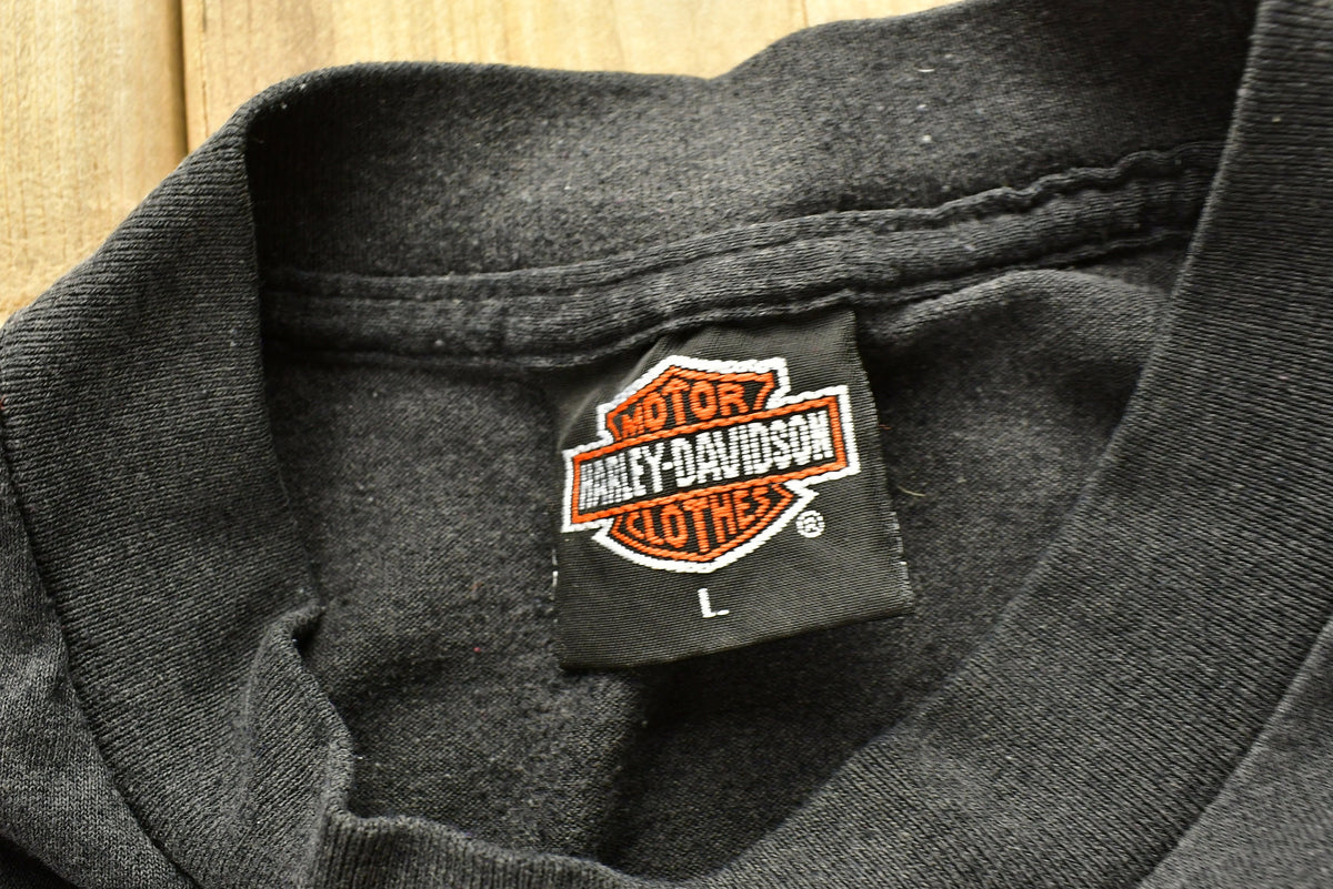 Vintage 1990 Harley Davidson Motorcycles 3D Emblem Black Jaguar Graphic T-Shirt