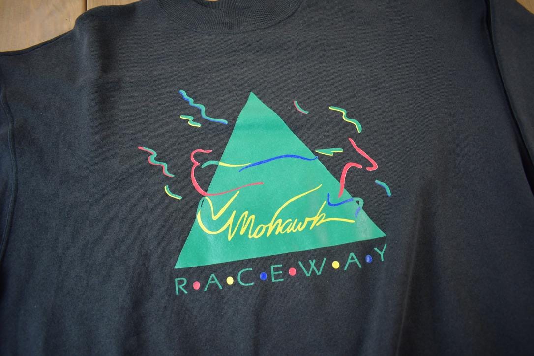 Vintage 1990s Mohawk Raceway Crewneck Sweatshirt Made In USA
