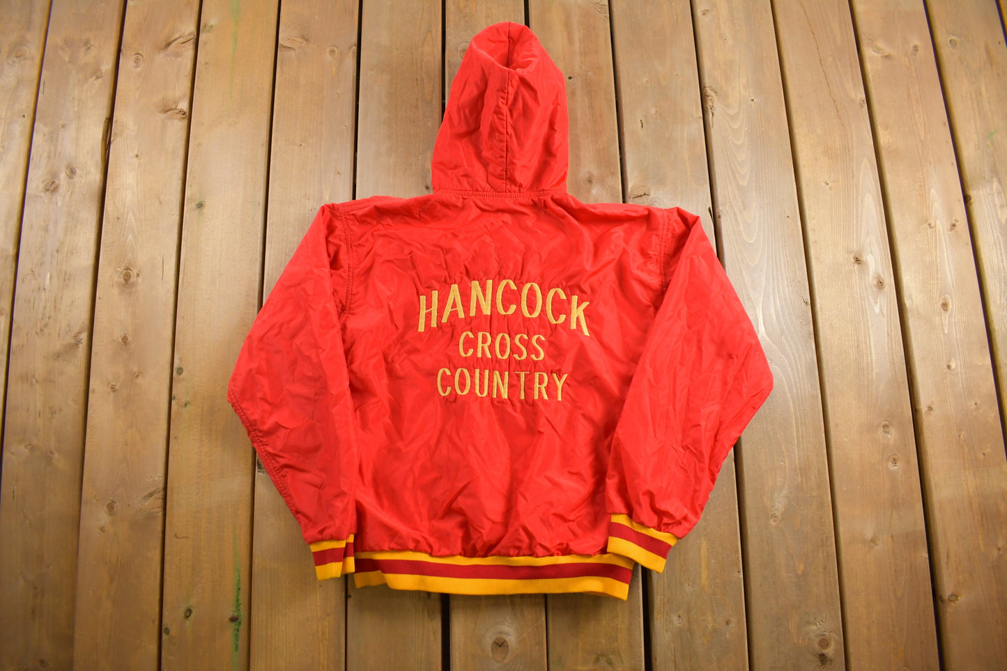 Vintage 1980s Hooded Half Zip Windbreaker Jacket / 80s / Cross Country / Collegiate / Sportswear / Hancock / Athleisure / Made In USA