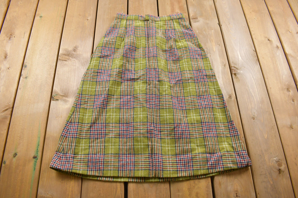 Vintage 1970s Plaid Long Skirt Size 24 x 28