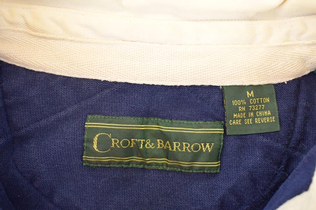 Vintage 1990s Croft And Barrow Striped Rugby Button Up Shirt Men's M