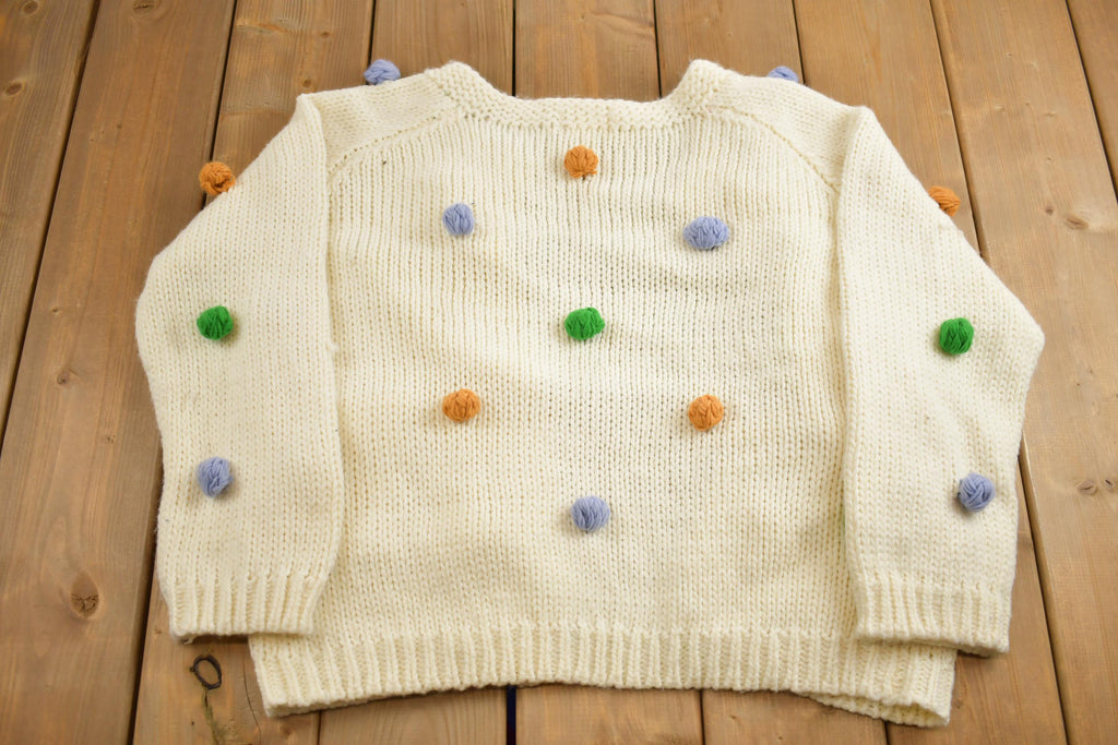 Vintage 1990s Listicle Dotted Knit Cardigan Sweater