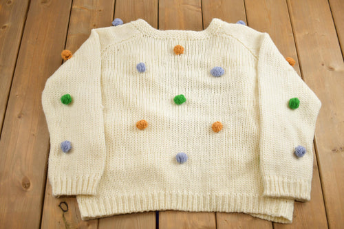 Vintage 1990s Listicle Dotted Knit Cardigan Sweater