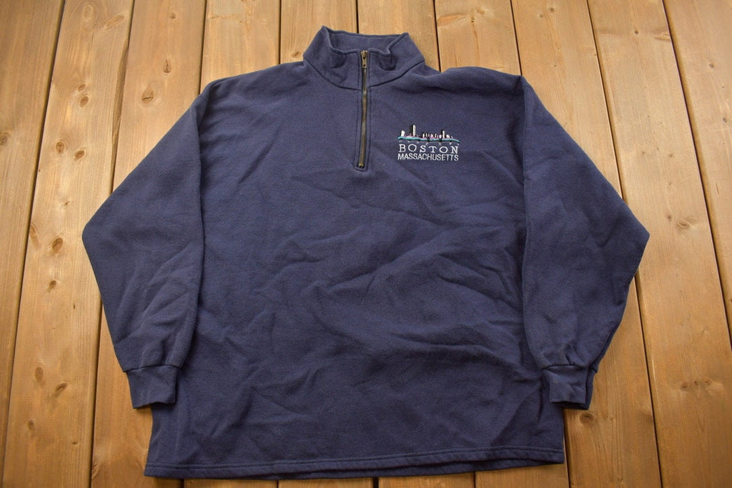Vintage 1990s Boston Skyline Quarter Zip Sweatshirt