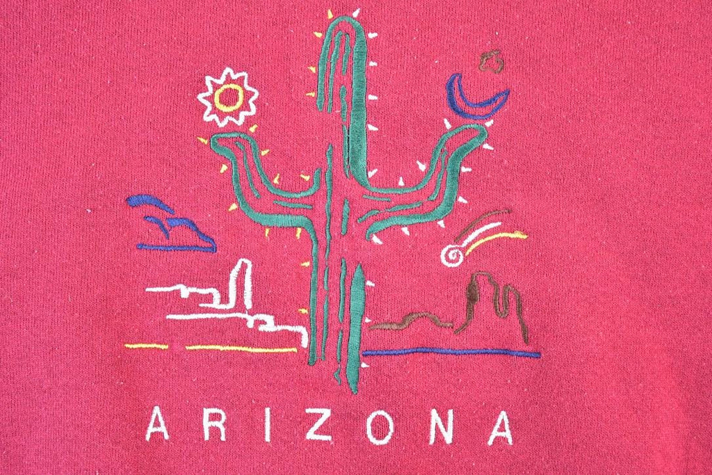 Vintage 1990s Arizona Cactus Embroidered Crewneck Sweatshirt Mens L