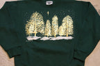 Vintage 1990s Winter Scenic Graphic Crewneck Sweater , Christmas Sweater , Forest Print , Wilderness , Lee Heavyweight
