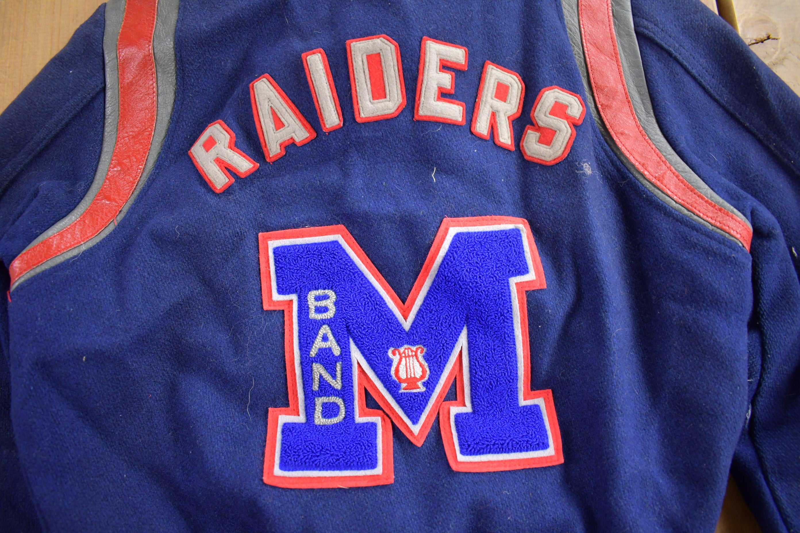 Vintage 1980s M Band Raiders Wool Varsity Jacket