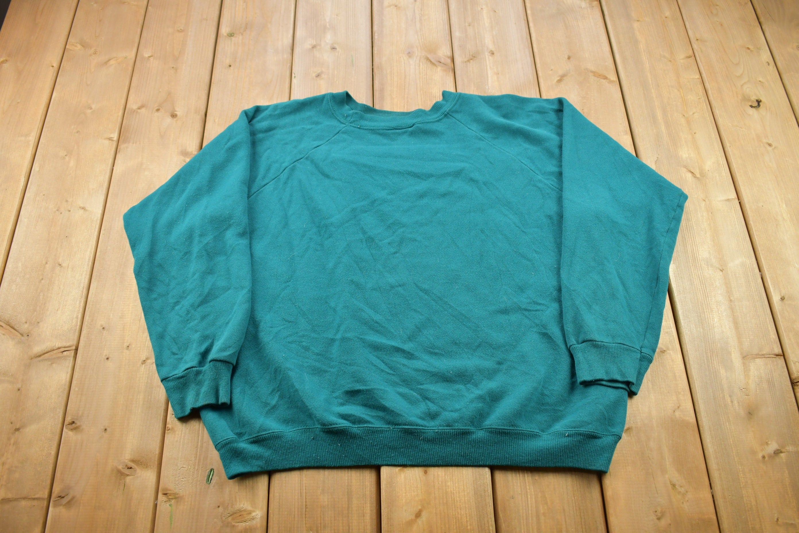 Vintage 1990s Blank Turquoise Crewneck Sweatshirt