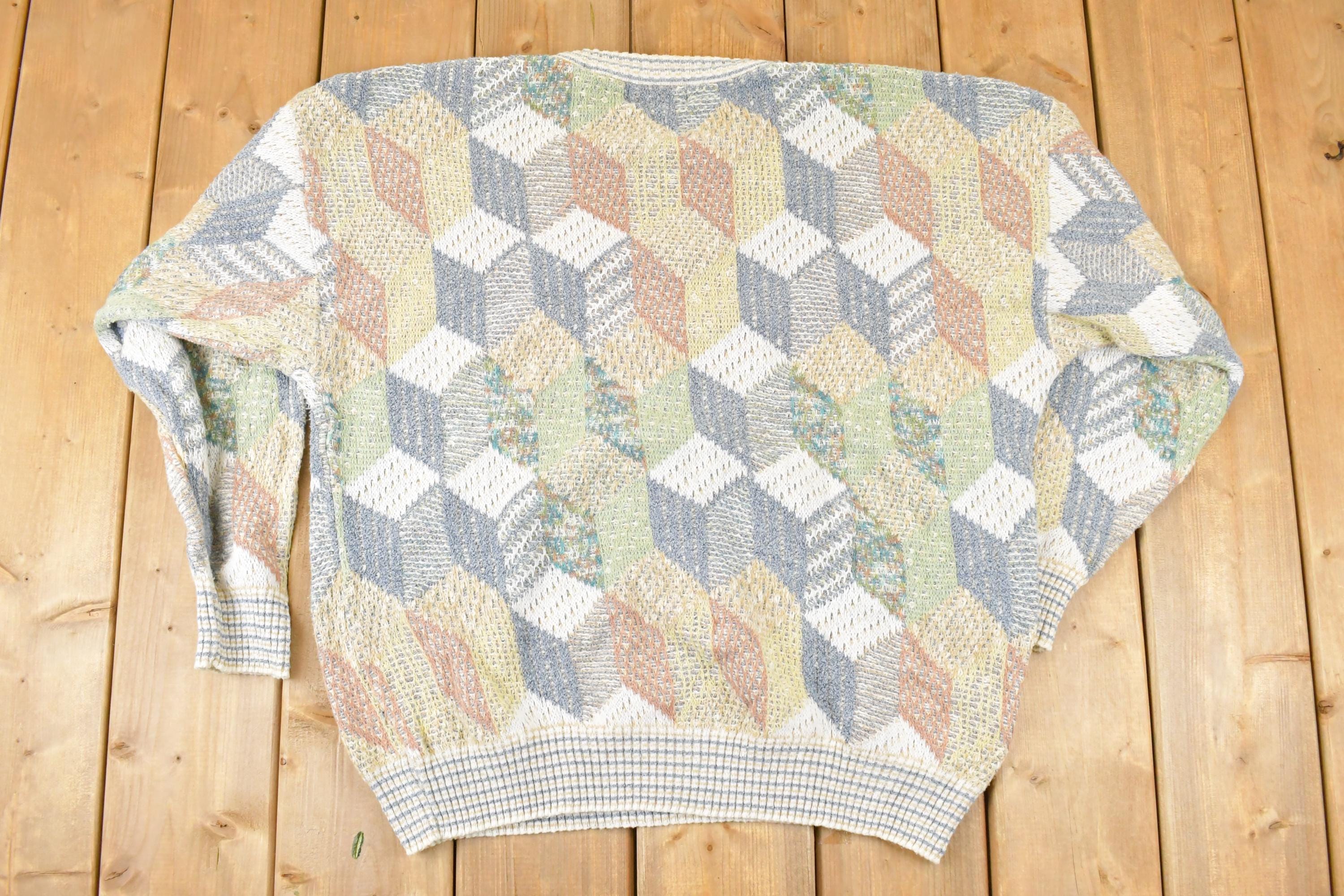 Vintage 1990s Idea Uomo Knit Crewneck Sweater Mens XL  Made In Italy  90s Knitted Sweatshirt  Vintage Preppy Knits