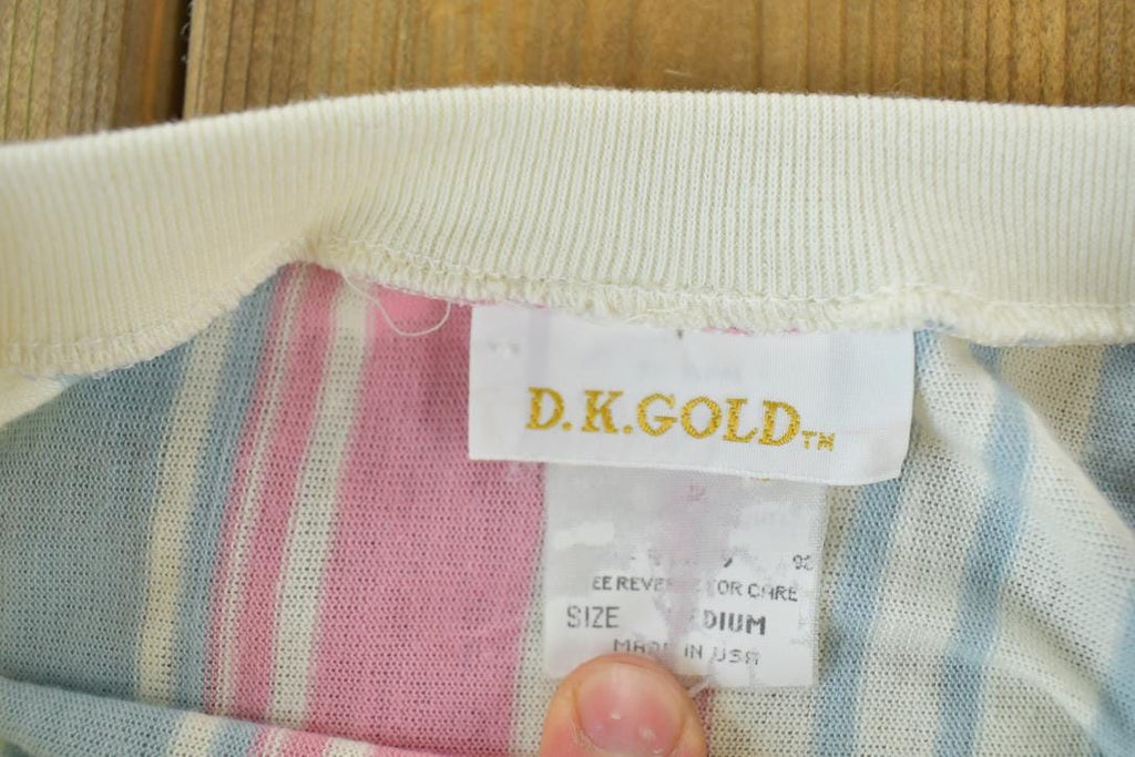 Vintage 1970s Dk Gold Striped Single Stitch T-Shirt
