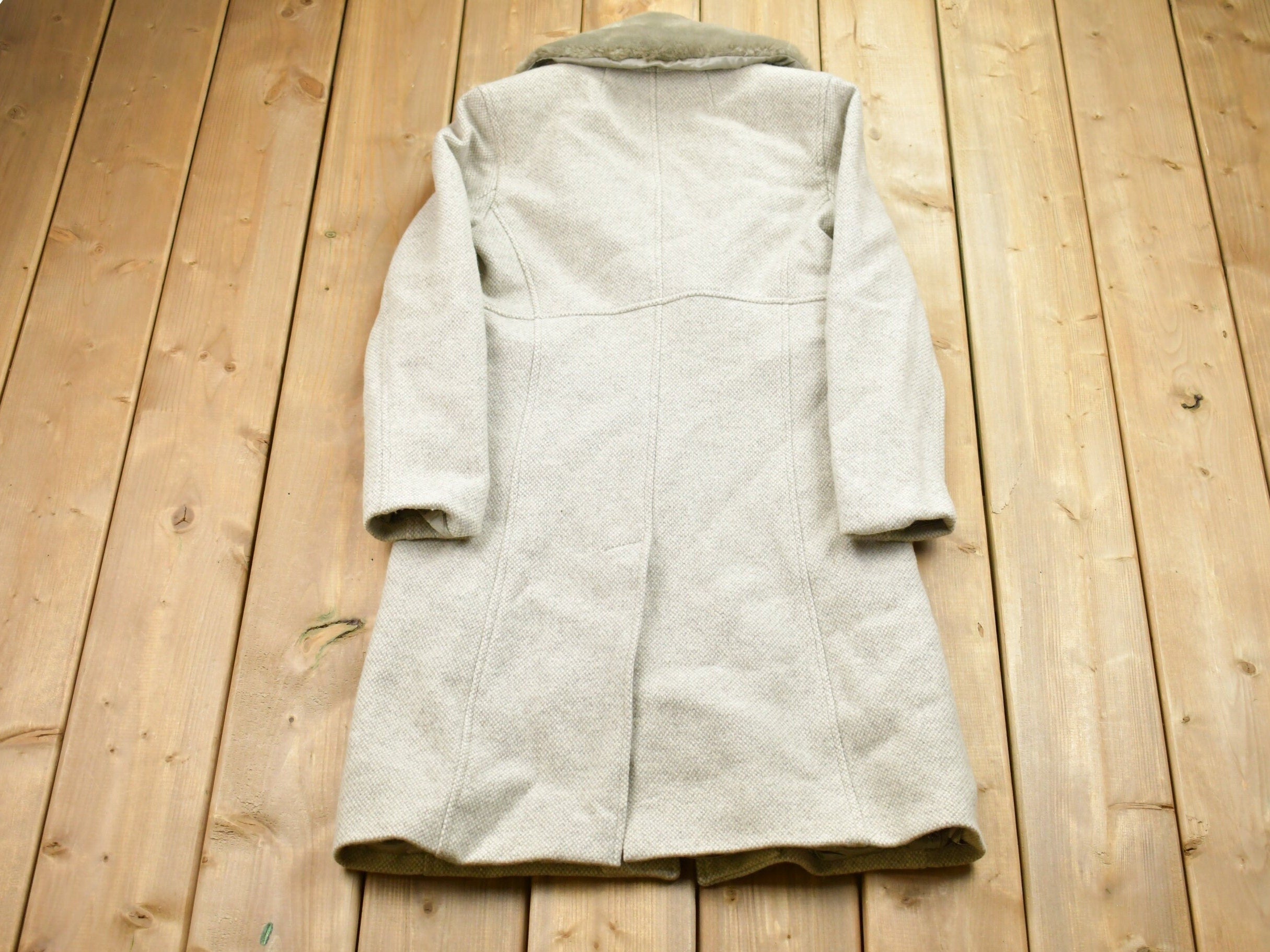 Vintage 1990s Wool Full Length Fur Jacket