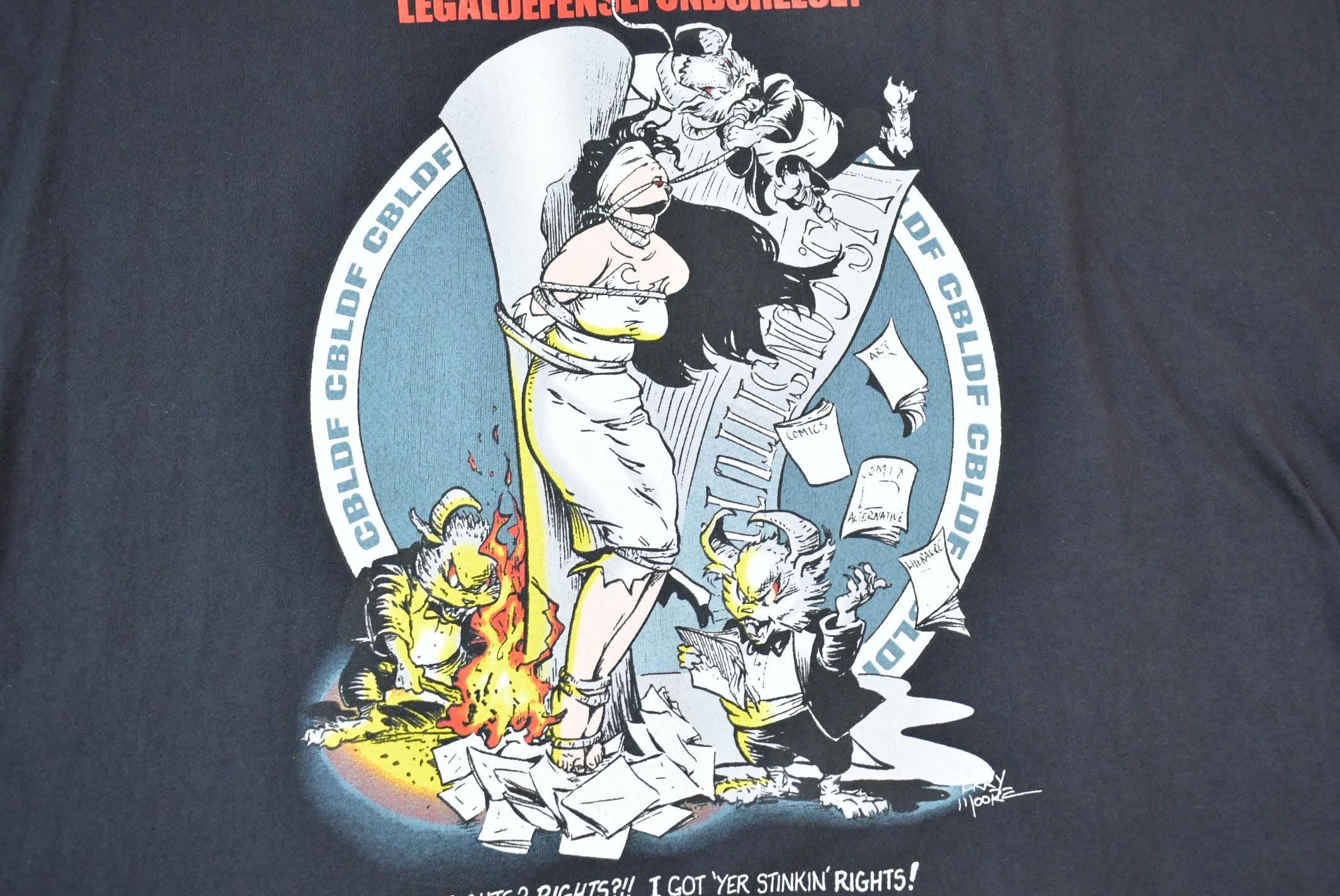 Vintage 1997 CBLDF Comic Book Legal Fund Graphic T-Shirt