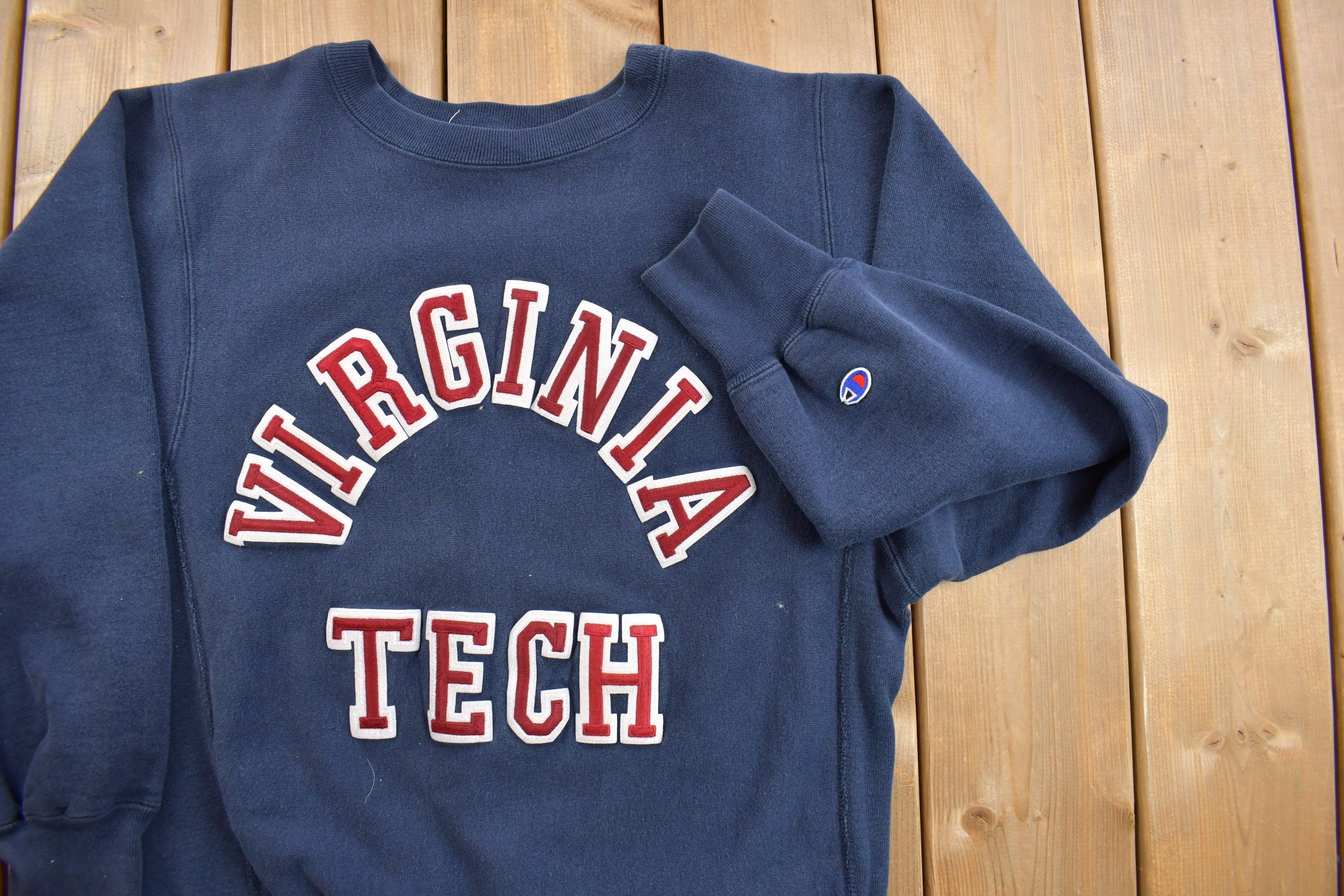 Vintage 1980s Champion Reverse Weave Warmup Virginia Tech Collegiate Crewneck
