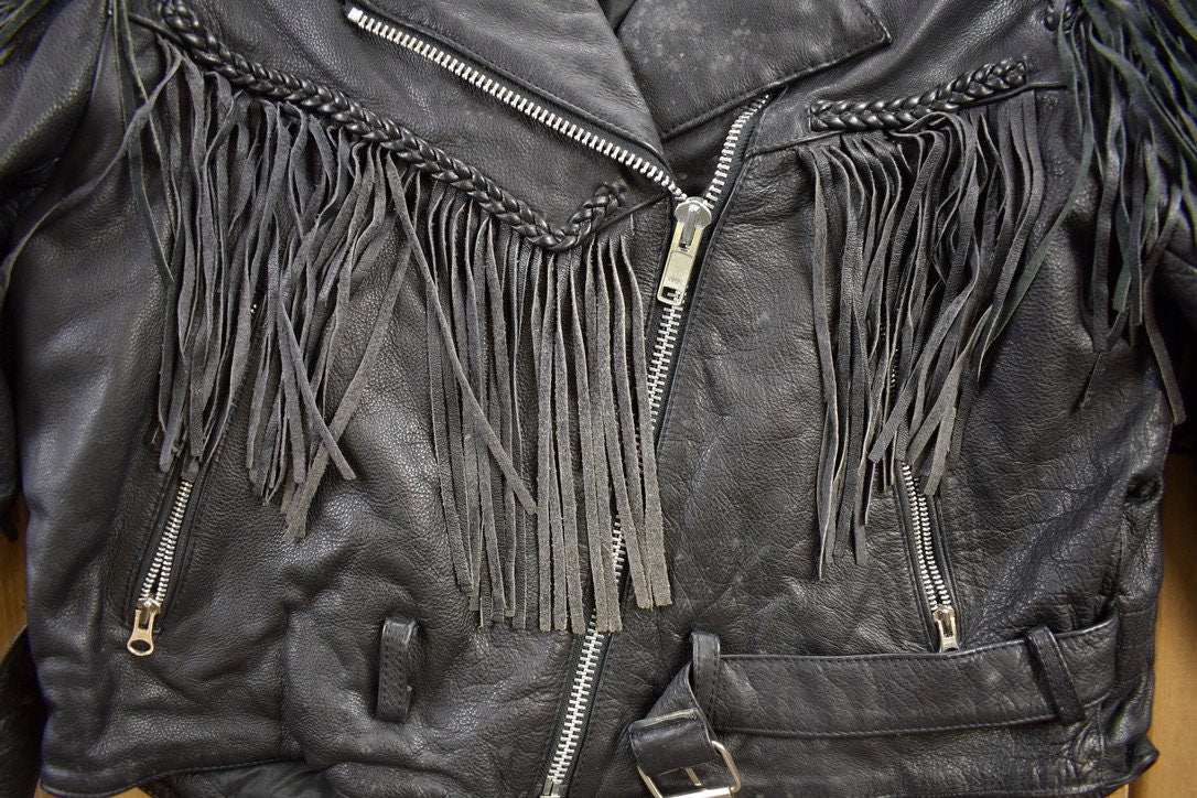 Vintage 1980s Addis Genuine Leather Biker Jacket