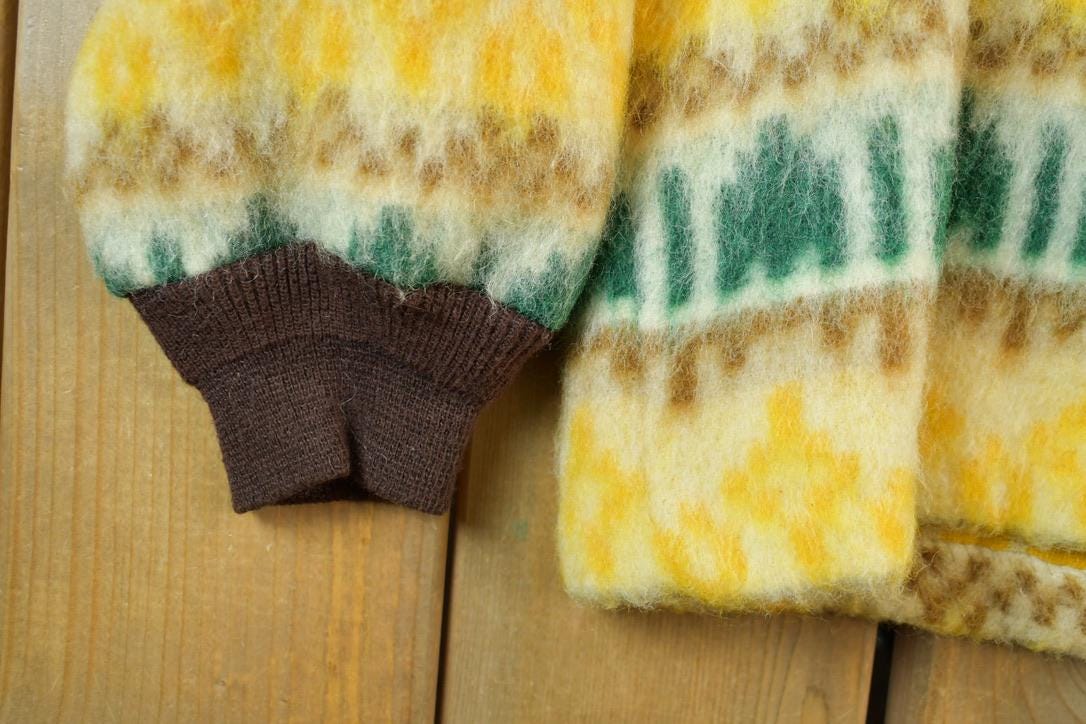 Vintage 1960s Patterned Mohair Cardigan Sweater /
