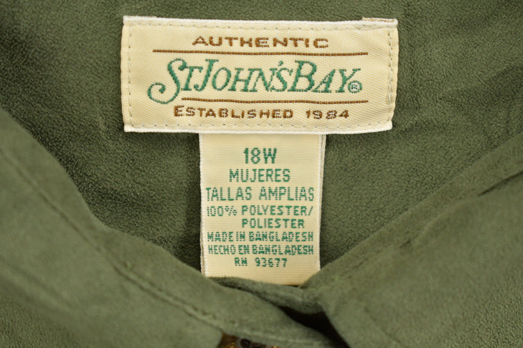 Vintage 1990s St Johns Bay Blank Green Button Up Shirt