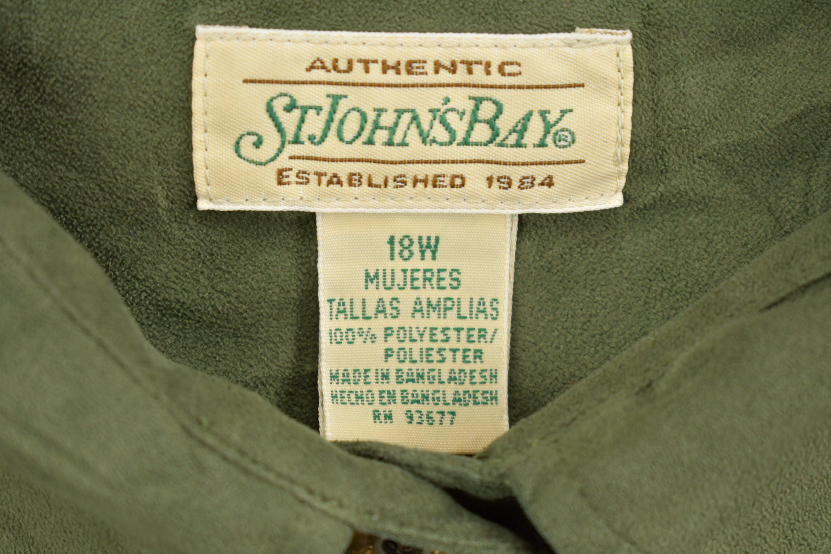 Vintage 1990s St Johns Bay Blank Green Button Up Shirt