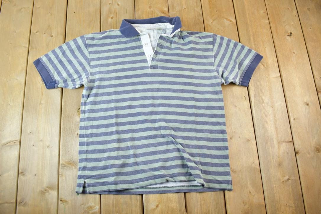Vintage 1990s LL Bean Striped Button Up Polo Style Shirt