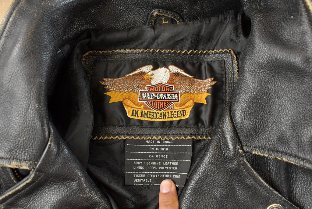 Vintage 1990s Harley Davidson Leather Motorcycle Jacket Women's Large