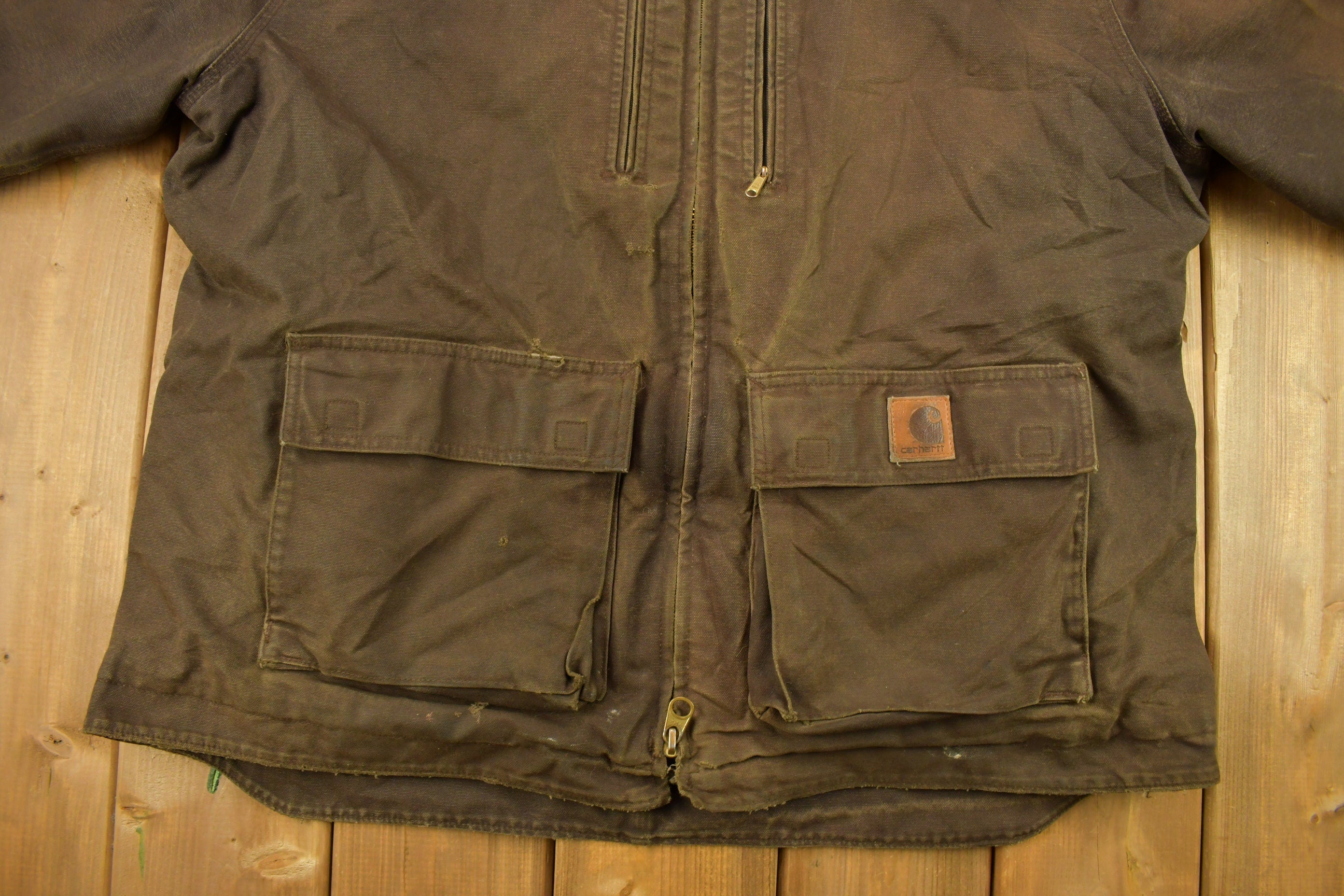Vintage 1990s Carhartt Chocolate Brown Fleece Lined Work Jacket