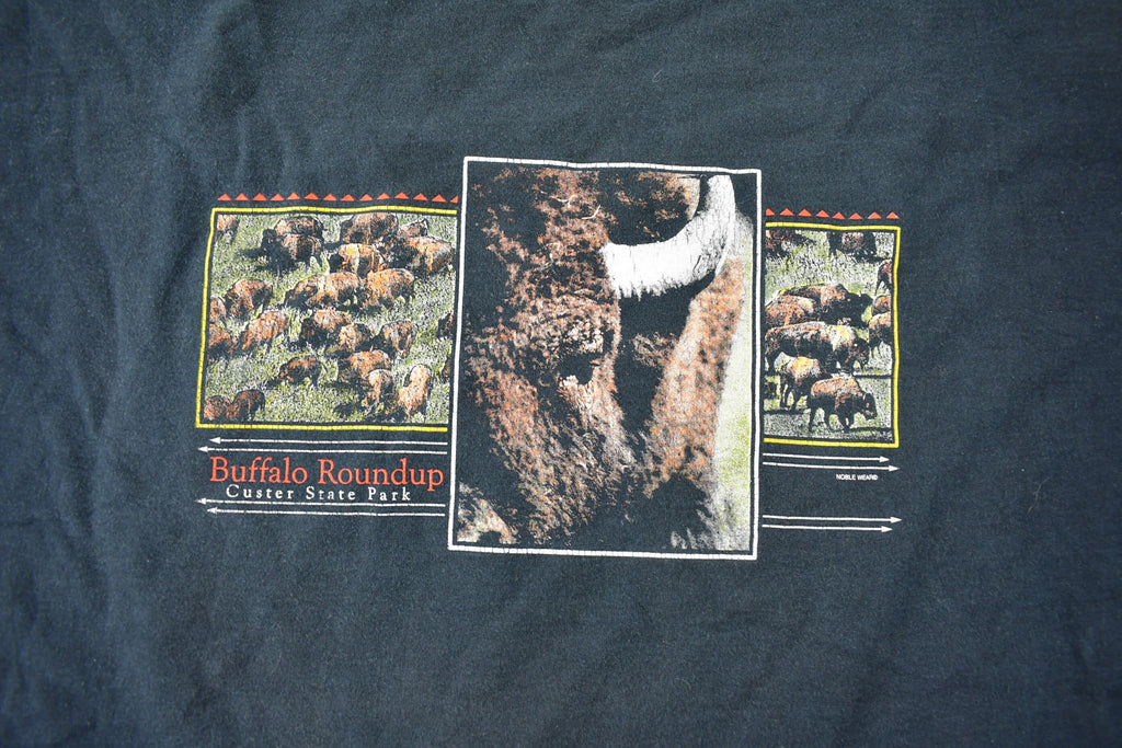 Vintage Y2K Buffalo Roundup Custer State Park Graphic T-Shirt Size 2XL