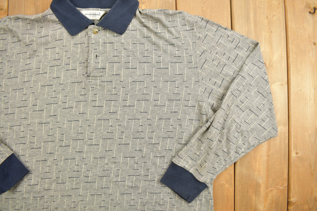Vintage 1990s Knightsbridge Quarter Button Up Shirt / 1990's Button Up / Vintage Sweater / Casual Wear / Golf Shirt / Pattern Button Up