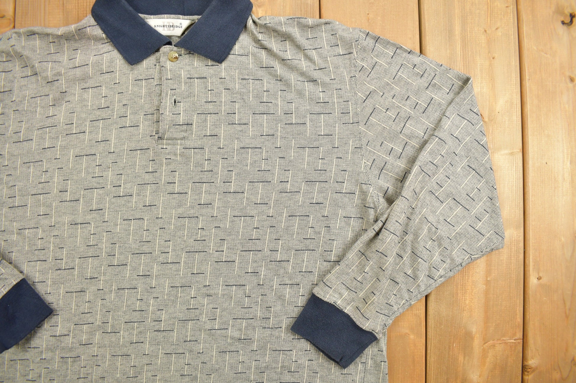 Vintage 1990s Knightsbridge Quarter Button Up Shirt / 1990's Button Up / Vintage Sweater / Casual Wear / Golf Shirt / Pattern Button Up